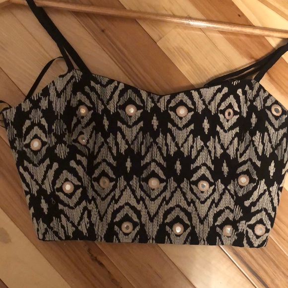 Black embroidered mirror crop top - Picture 2 of 6
